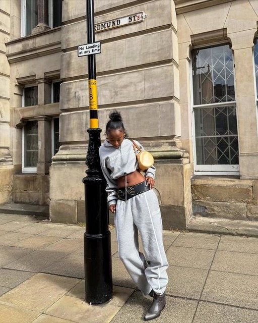 Weekend Collective half zip sweatshirt co-ord in scuba fabric with stripe detail in grey marl